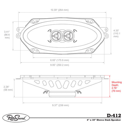 Standard Series Dash Replacement Speaker for 1966-76 Chevrolet Chevy II/Nova with No Factory Air Conditioning-RetroSound