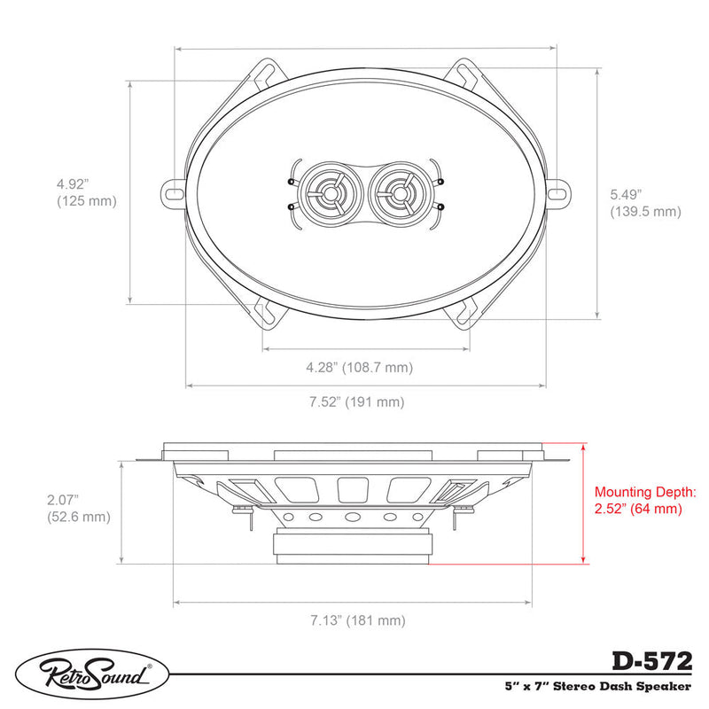 Triax™ Standard Dash Speaker 5" x 7"-RetroSound