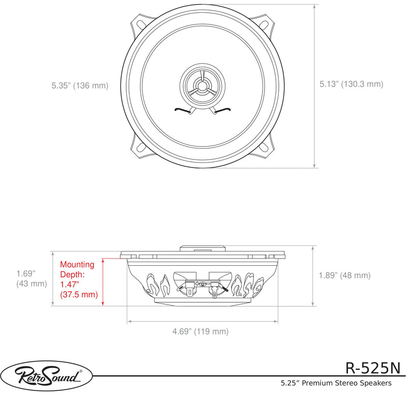 5.25-Inch Premium Ultra-thin Honda Civic Side Panel Replacement Speakers