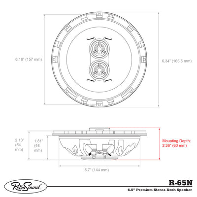 Premium Ultra-thin Rear Seat Replacement Speaker for 1963-64 Chevrolet Bel Air-RetroSound