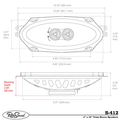 1985-87 Pontiac Bonneville Triax Stereo Speakers 4" x 10" for Rear Package Tray