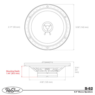 RetroSound® Standard Stereo Speakers 6.5" - Final Sale